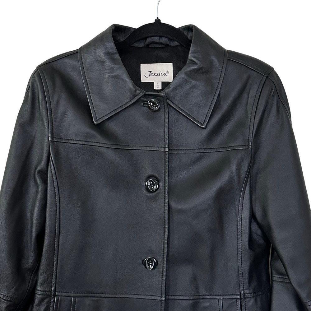 Stunning Black Lamb Leather Coat Jacket Buttery Soft Luxury - Picture 5 of 10